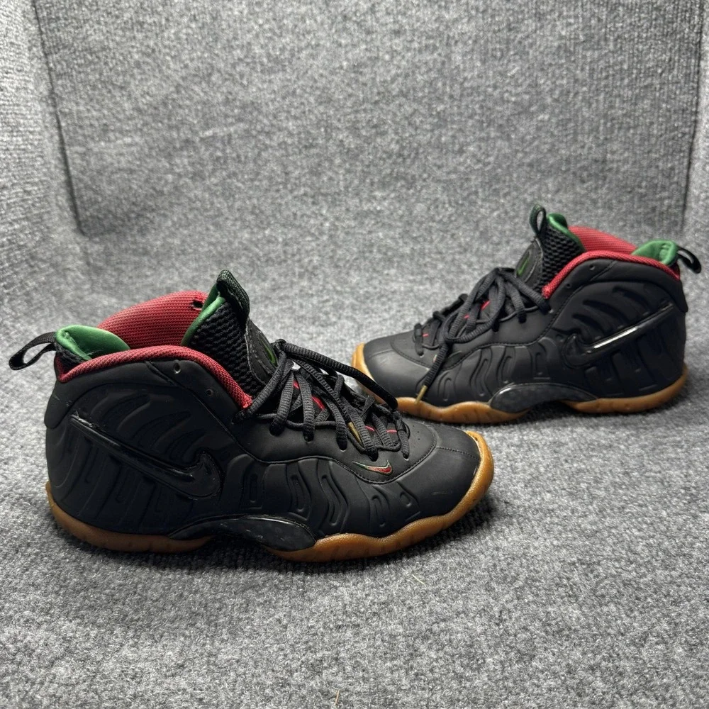 Nike Air Foamposite Pro Kids 4.5Y Black Gucci Gym Red Gorge Green 644792-004